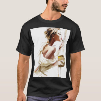 Camiseta Mujer De Moda: Retrato Contemporáneo Elegante.