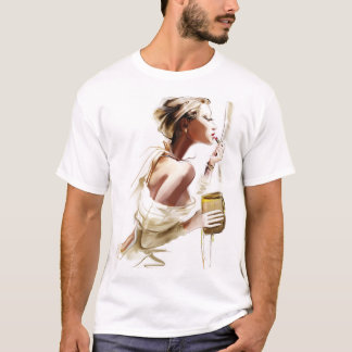 Camiseta Mujer De Moda: Retrato Contemporáneo Elegante.