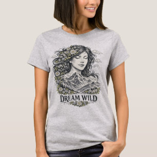 Camiseta Mujer de Montaña Boho y Naturaleza Vintage de Flor