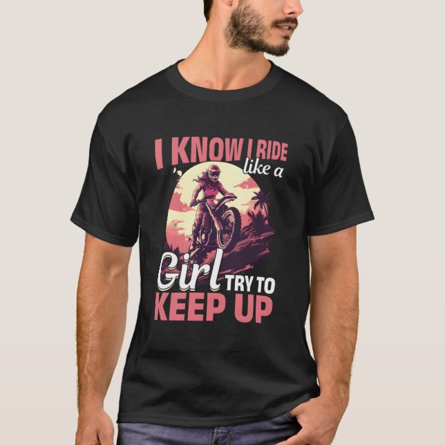 Camiseta Mujer De Motocross Sé Que Viajo Como Un Chica Inte (Anverso)