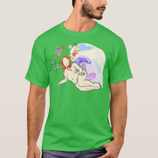 Camiseta Mujer de pelo rojizo reclinando