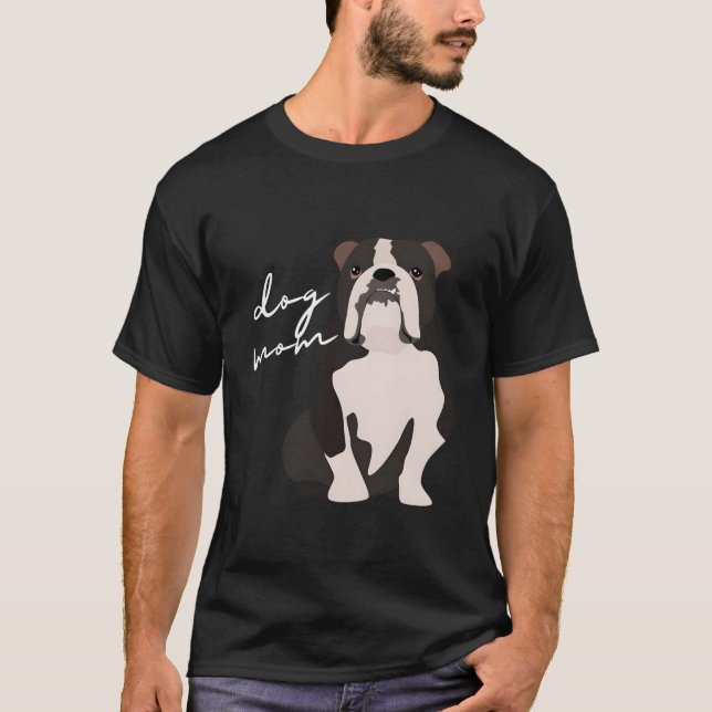 Camiseta Mujer de perro de Bulldog negro y blanco inglés (Anverso)