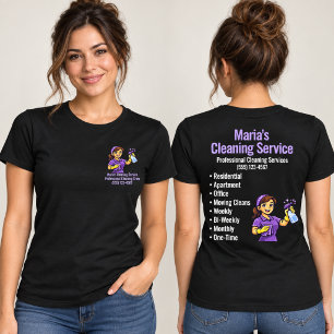 Camiseta Mujer de Servicio de Limpieza del Hogar Morado Neg