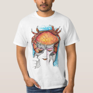 Camiseta Mujer del cangrejo del cáncer de la acuarela