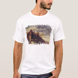 Camiseta Mujer delante de una cabaña
