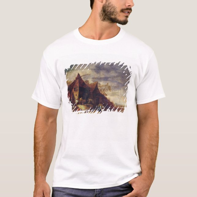 Camiseta Mujer delante de una cabaña (Anverso)