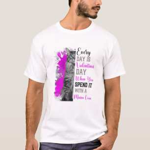 Camiseta Mujer Día de San Valentín Maine Coon Cat Mamá F