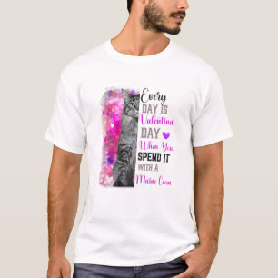 Camiseta Mujer Día de San Valentín Maine Coon Cat Mamá F
