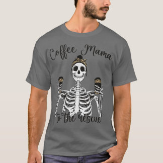 Camiseta Mujer divertida Cheetah Skeleton Ribbon Café Mama