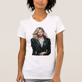 Camiseta Mujer elegante con Abrigo de cuero negro - Digi de