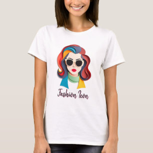 Camiseta Mujer elegante con el pelo en negrita y color