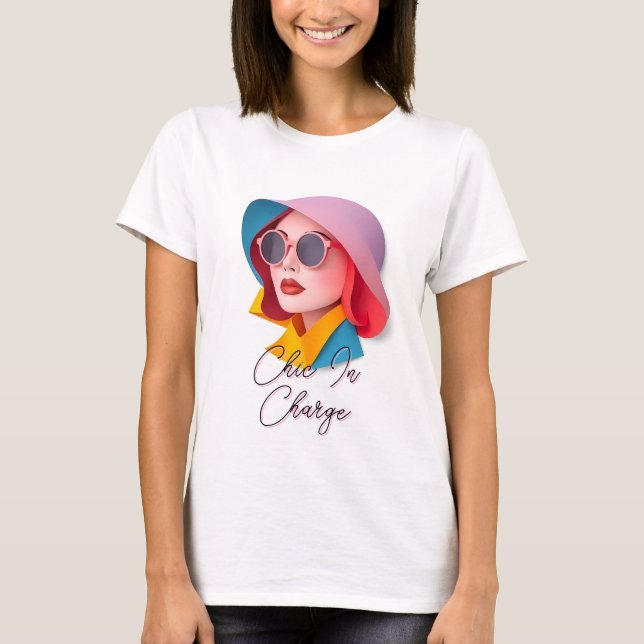 Camiseta Mujer elegante con gafas de sol (Anverso)