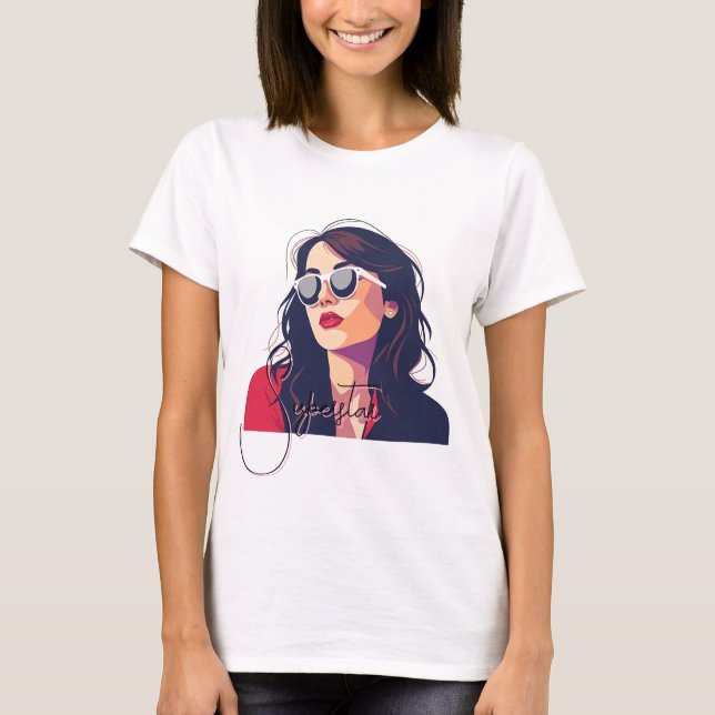 Camiseta Mujer elegante con gafas de sol arte pop (Anverso)