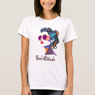 Camiseta Mujer elegante con un colorido arte de corte de pa