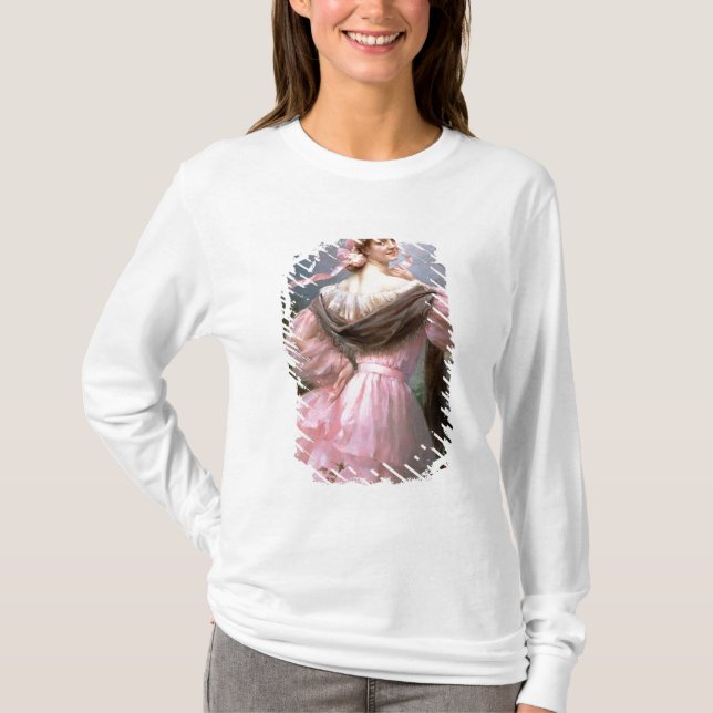 Camiseta Mujer elegante en una rosaleda (Anverso)