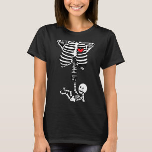 Camiseta Mujer Embarazada Con Bebé Skeleton Embarazo Gracio