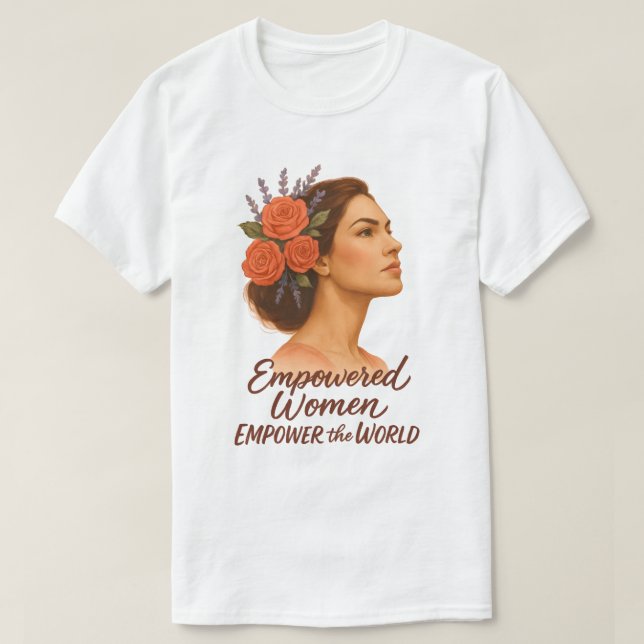 Camiseta Mujer empoderada con flores (Diseño del anverso)