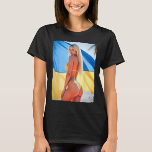 Camiseta Mujer en camiseta: rubia en bikini y Ucrania