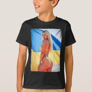 Camiseta Mujer en camiseta: rubia en bikini y Ucrania