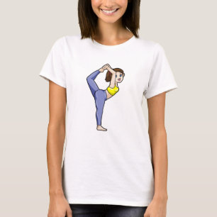 Camiseta Mujer en ejercicios de Stretching de yoga ejercici