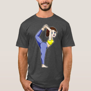 Camiseta Mujer en ejercicios de Stretching de yoga ejercici