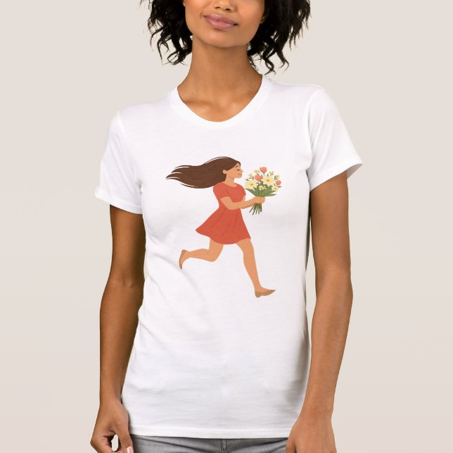 Camiseta Mujer en funciones con flores - Alegría y libertad (Anverso)