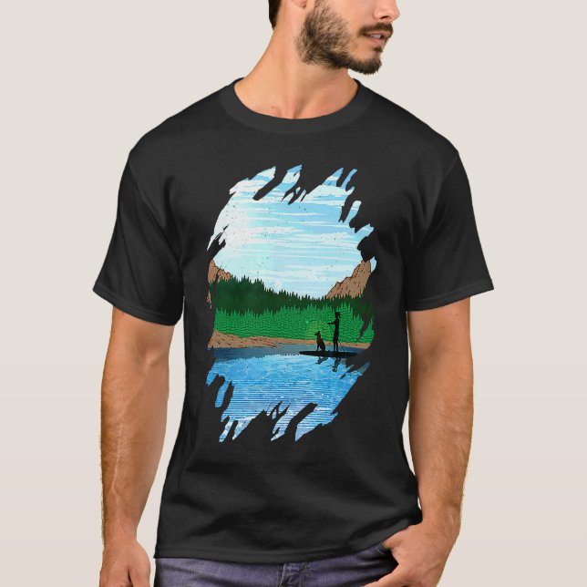 Camiseta Mujer en paddleboard con perro, paddleboarding en  (Anverso)