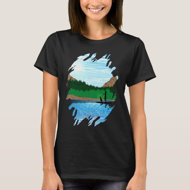 Camiseta Mujer en paddleboard con perro, paddleboarding en  (Anverso)