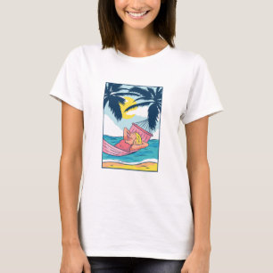 Camiseta Mujer en una hamaca en la playa