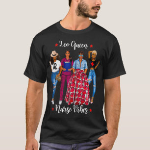 Camiseta Mujer Enfermera negra Leo Reina Enfermera estilo J