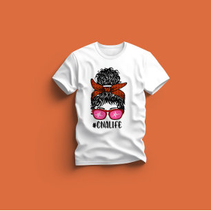 Camiseta Mujer Enfermera Vida RN LPN CNA Messy Bun