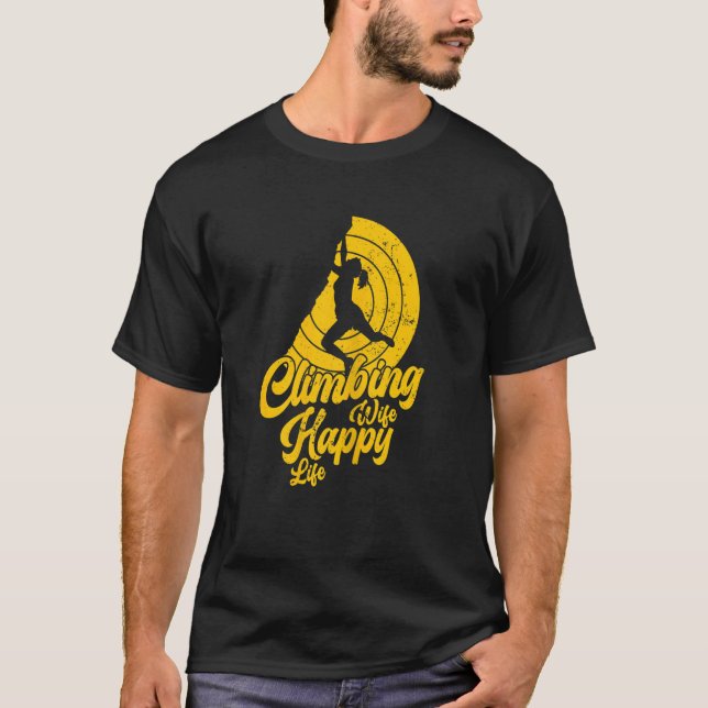 Camiseta Mujer escalando a esposa feliz vida libre escaland (Anverso)