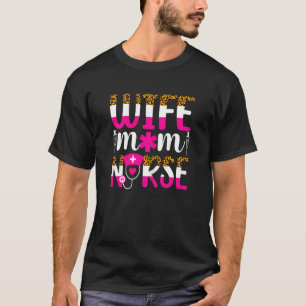 Camiseta Mujer Esposa Mamá Enfermera Rn Leopardo Lpn Madre
