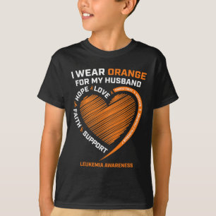 Camiseta Mujer Esposa Que Uso Naranja Para La Leucemia De M