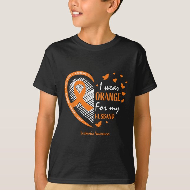 Camiseta Mujer Esposa Que Uso Naranja Para La Leucemia De M (Anverso)