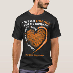 Camiseta Mujer Esposa Que Uso Naranja Para La Leucemia De M