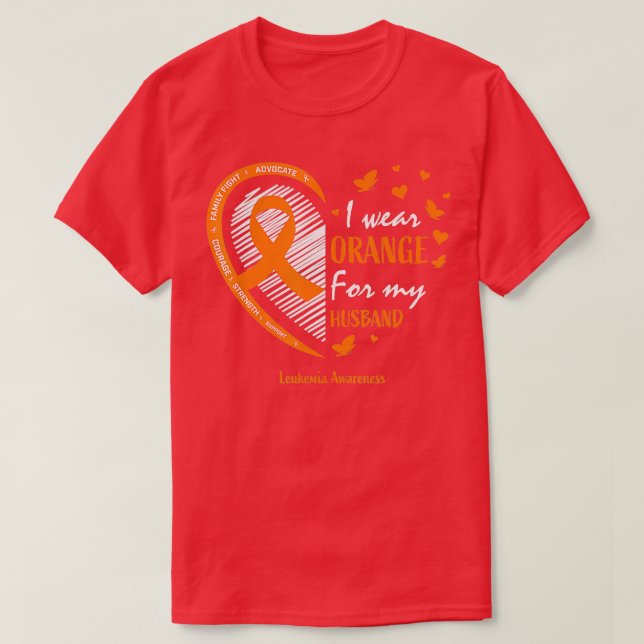 Camiseta Mujer Esposa Que Uso Naranja Para La Leucemia De M (Diseño del anverso)