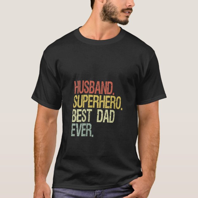 Camiseta Mujer Esposo superhéroe mejor papá jamás V Cuello (Anverso)