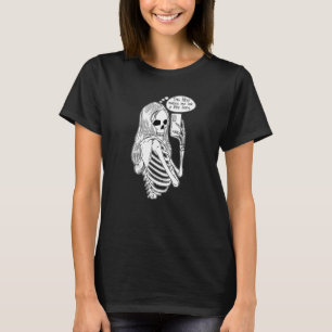 Camiseta Mujer esquelética con teléfono celular tomando sel