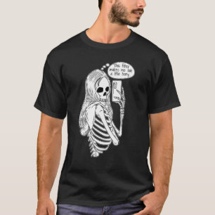 Camiseta Mujer esquelética con teléfono celular tomando sel