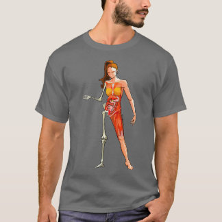 Camiseta mujer esqueleto de anatomía de órganos musculares
