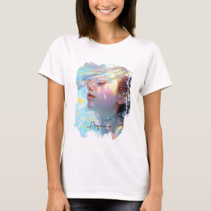 Camiseta Mujer etérea acuaria en arte acuarela soñadora