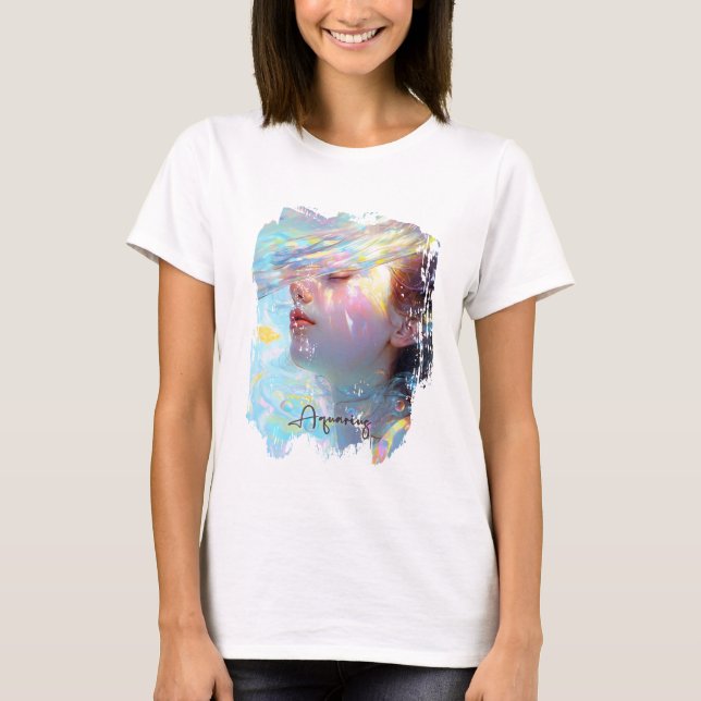 Camiseta Mujer etérea acuaria en arte acuarela soñadora (Anverso)