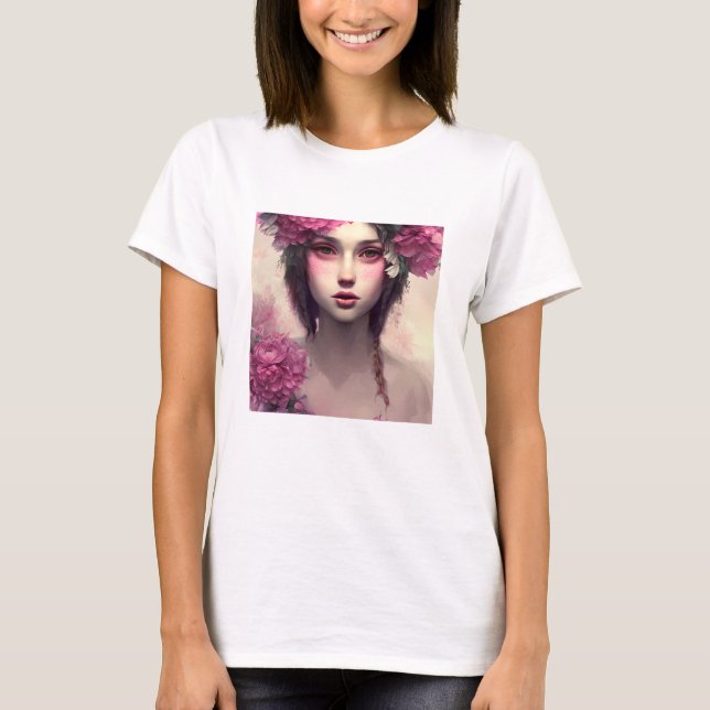 Camiseta Mujer etérea floral rosa de bonito (Anverso)