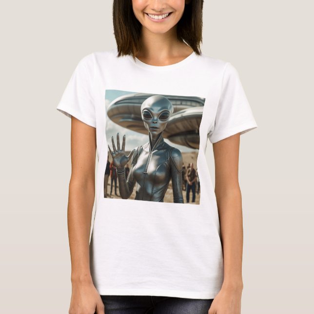 Camiseta Mujer extraterrestre HOLA (Anverso)