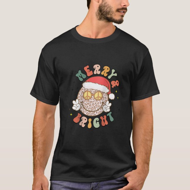 Camiseta Mujer Feliz Brillante Leopardo Patrón Sonrisa Cara (Anverso)