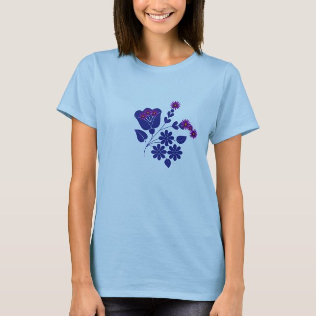 Camiseta Mujer Flor Morada Estrella Linda (Anverso)