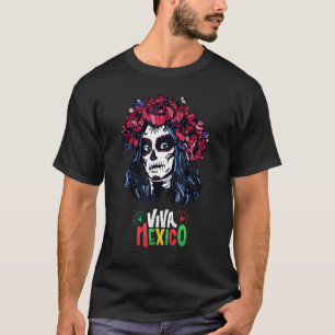 Camiseta Mujer Floral Bandera de México Día de la Independe