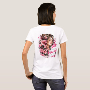 Camiseta Mujer Floral Retrato – Arte de Cara de Flor Hermos
