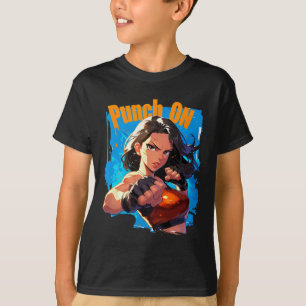 Camiseta Mujer fuerte de kickboxing que golpea fuerte